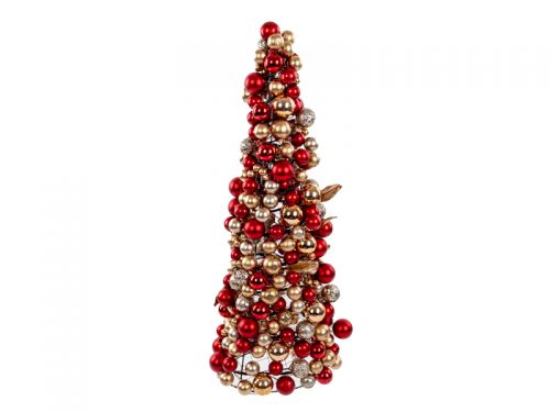 Елочка декоративная 45 см красная с золотом (пластик)