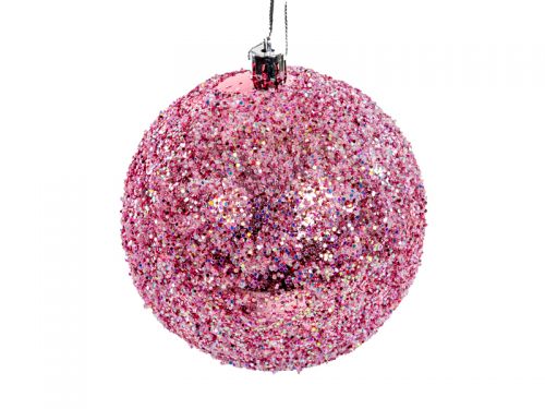 Набор елочных украшений из 8 штук  10 см розовый (пластик)