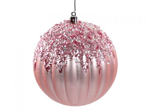 Набор елочных украшений из 6 штук  10 см розовый (пластик)