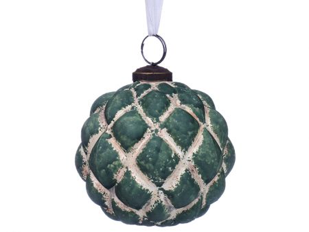 Елочная игрушка 10см зеленое золото