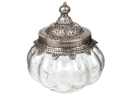 Стекляннаяя декоративная банка с металлической крышкой 14x14см
