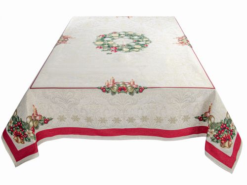 Скатерть гобеленовая новогодняя с люрексом "Corona natale" 140x260 см