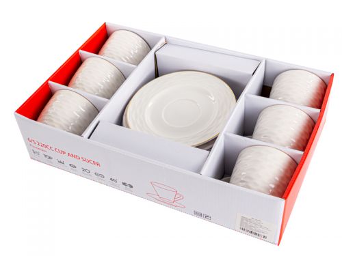 Чайный набор 12 предметов 220мл "Волна" с золотом