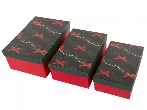 Набор подарочных коробок прямоугольных новогодних 3шт. (19х12х6,5/21х14х8/23х16х9,5 см)