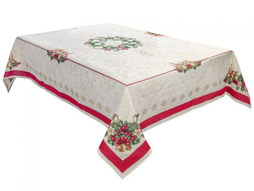 Скатерть гобеленовая новогодняя с люрексом "Corona natale" 140x260 см