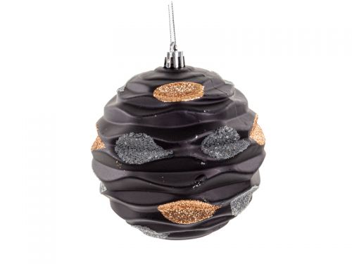 Набор елочных украшений 4 штук  10 см черный с золотом (пластик)