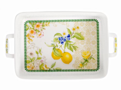 Блюдо прямоугольное с ручками "Лимон" 32,6х19х6 см