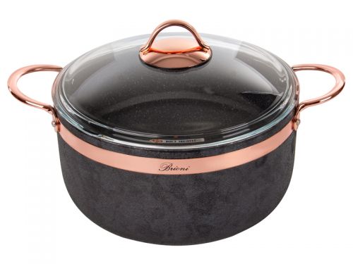 Кастрюля brioni антипригарная "Antrasite copper" 26 см, 6,5 л., 3,5 mm толщ.