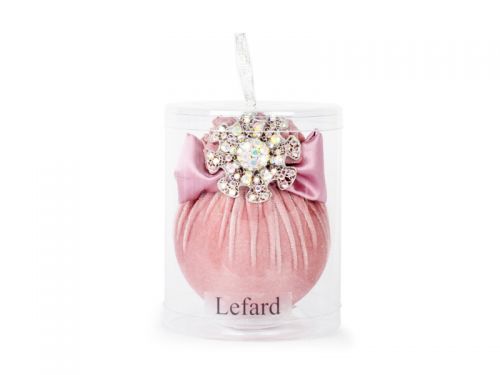 Елочный шар с серебряной брошью "Розовая жемчужина" 10см