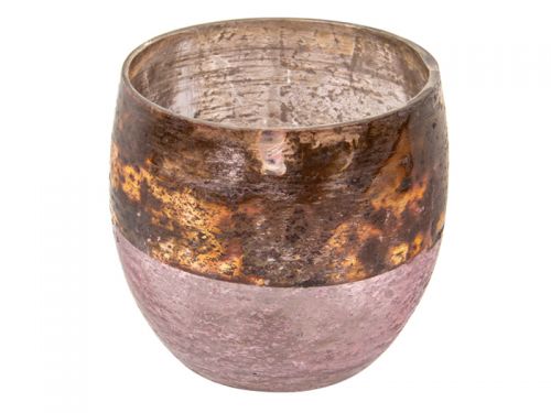 Стеклянный подсвечник декоративный 9x10см розовый