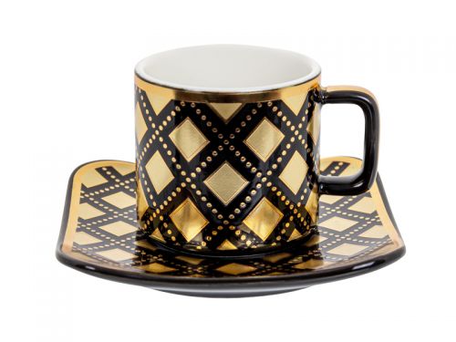 Кофейный сервиз 12 предметов 120мл черный с золотом