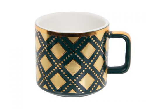 Кофейный сервиз 12 предметов 120мл зеленый с золотом