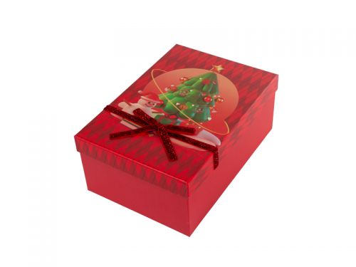 Подарочная коробка прямоугольная новогодняя 19,5х12х6,5 см.