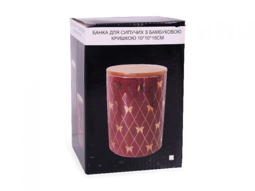 Банка для сыпучих продуктов с бамбуковой крышкой 10х10х15см
