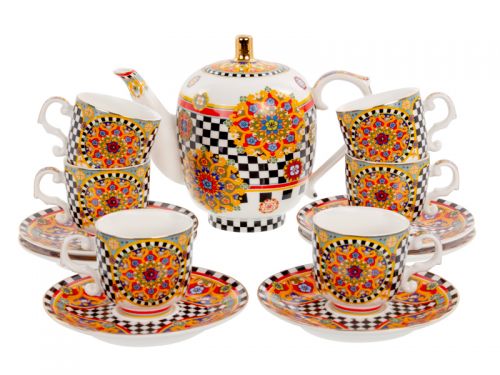 Чайный набор 13 предмета (Чайник 800 мл, 6 чашек  100 мл и 6 блюдец)
