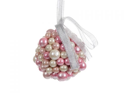 Елочное украшение 9 см розовое (пластик)