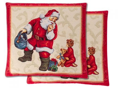Наволочка двухсторонняя новогодняя гобеленовая с люрексом 