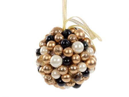 Елочное украшение 15 см черное с золотом (пластик)