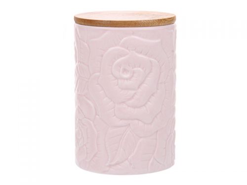 Банка для сыпучих с бамбуковой крышкой 10х10х15см.(без коробки)