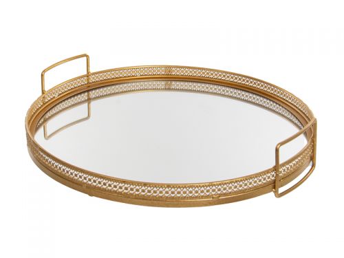 Набор из 2-х подносов 39,5х8,5/32х8,5 см (металл/стекло)