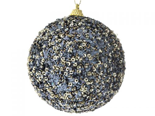 Набор из 6-ти шаров с глиттером черный, 8см
