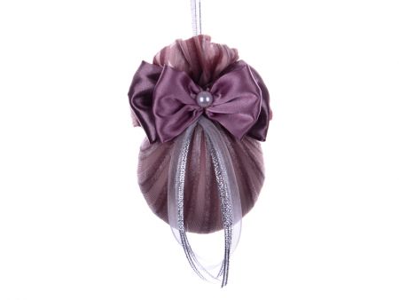 Елочный шар ø 8 см с бантом и жемчужиной 