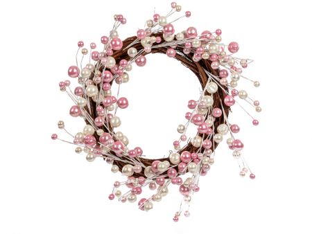 Декоративный венок 40 см розовый (пластик)