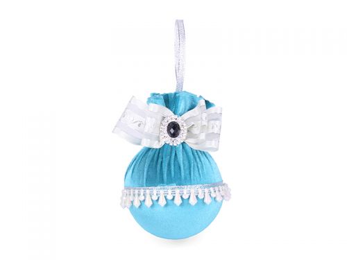 Елочный шар с брошкой "Бирюзовая подвеска" 8см