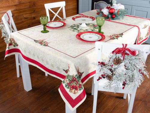 Скатерть гобеленовая новогодняя с люрексом "Corona natale" 140x260 см