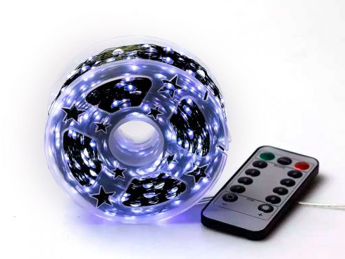 Гірлянда декоративна Роса 100м зелена нитка біла (з пультом від мережі)