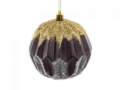 Набор елочных украшений 4 штук  10 см черный с золотом (пластик)