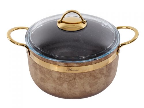 Набор из 4 предметов Brioni "Royal Stone Ti̇gereye Gold" (кастрюля 18 см, 2,5 л/ кастрюля 24 см, 5 л