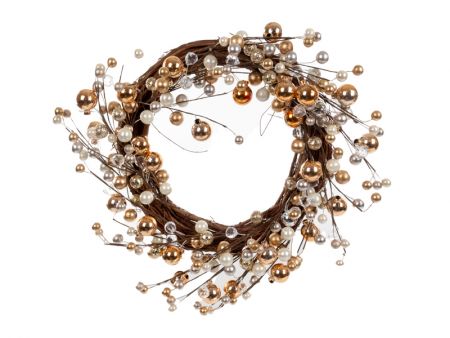 Декоративный венок 40 см золото (пластик)