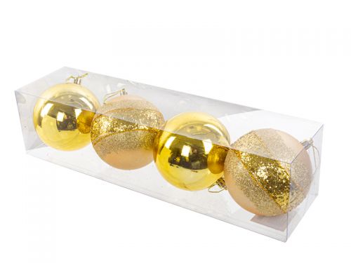 Набор елочных украшений 4 штук  10 см золото (пластик)