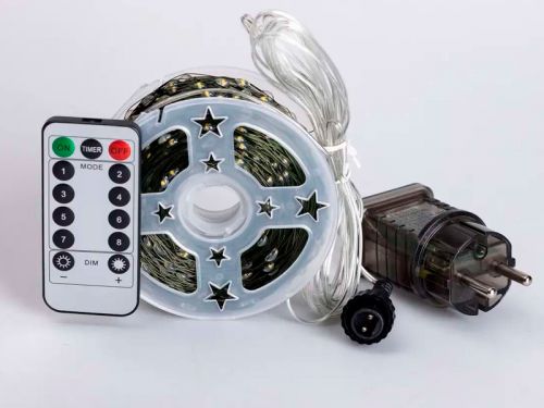 Гірлянда декоративна Роса 100м зелена нитка жовта (з пультом від мережі)