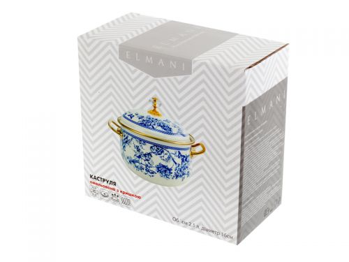 Кастрюля эмалированная "Sicily" elmani с крышкой 2,1л 16см