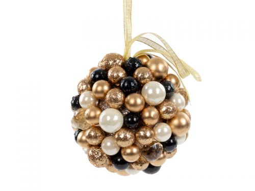 Елочное украшение 15 см черное с золотом (пластик)