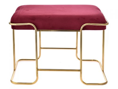 Банкетка металлическая с велюром бургунди 61x42x43см