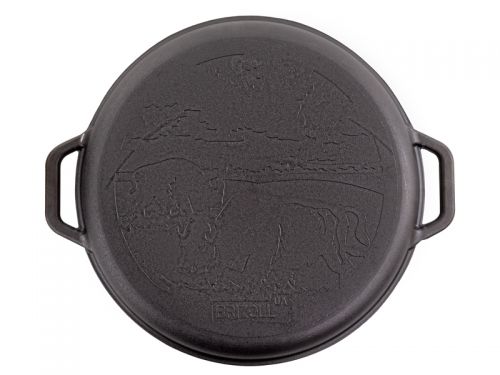 Казан азиатский чугунный с чугунной крышкой - сковородой ТМ "BRIZOLL" 15 л "Азия"