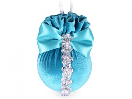 Елочный шар с цветами "Бирюзовая подвеска" 8см