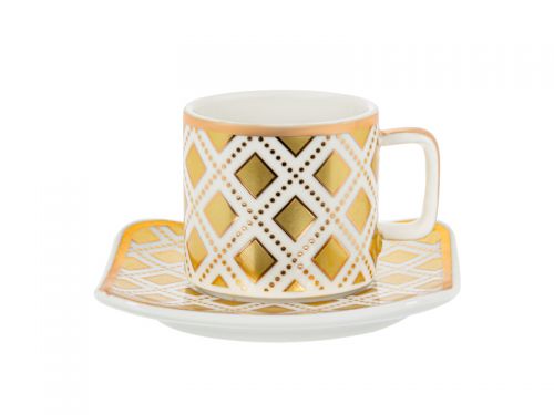 Кофейный сервиз 12 предметов 120мл белый с золотом