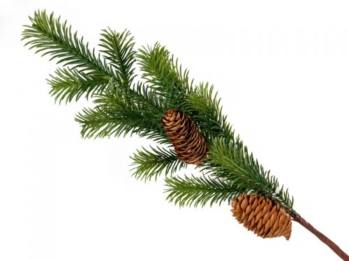 Ветка декоративная хвойная с шишками 52 см (пластик)