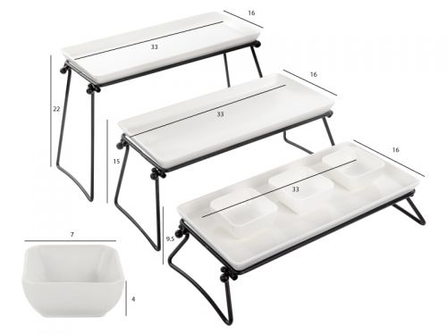 Набор из 3 сервировочных блюд на подставке