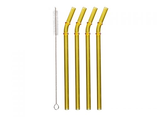 Набор трубочек 4 шт с ёршиком для коктейлей (стекло)