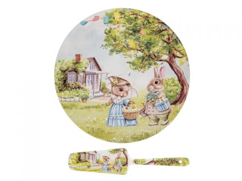 Блюдо для торта с лопаткой "Кроличьи истории" 26см