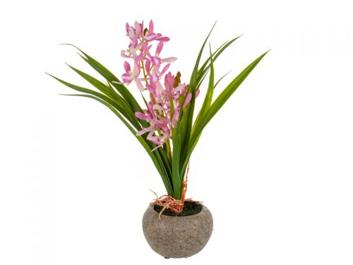 Искусственное растение Орхидея розовая 40х10х30 см (пластик /полиестр / цемент)