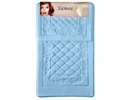 Набор для ванной комнаты 2 предмета голубой 100х60см 40х60см