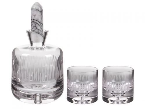 Набор для водки штоф и 2 рюмки (Стекло / мрамор) на подносе