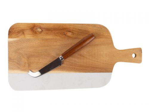 Доска разделочная и нож для сыра  35х17х1 см (дерево/мрамор)