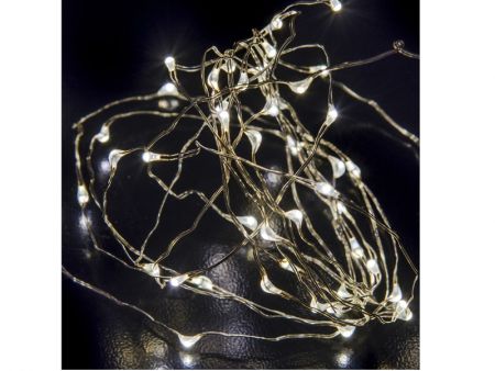 Гирлянда 10м, белый теплый свет, 100 micro led, наружная